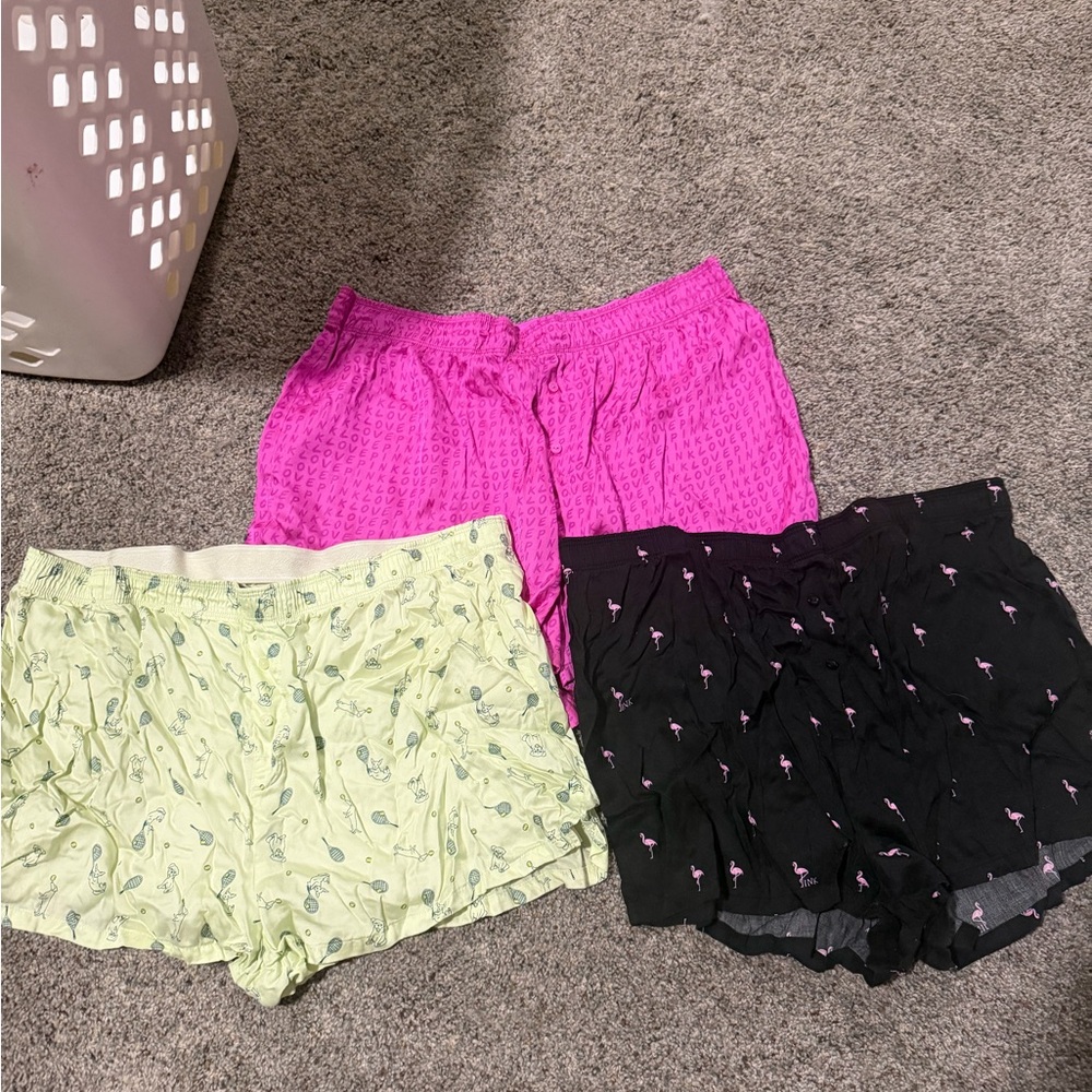 Women's pajamas Pink, Black, and Green Shorts Set